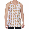 Cartoon Teddy Bear Pattern Print Men's Velvet Tank Top