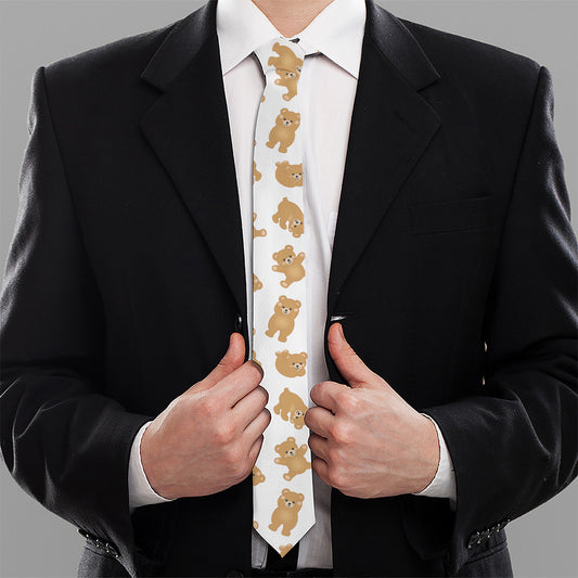 Cartoon Teddy Bear Pattern Print Necktie