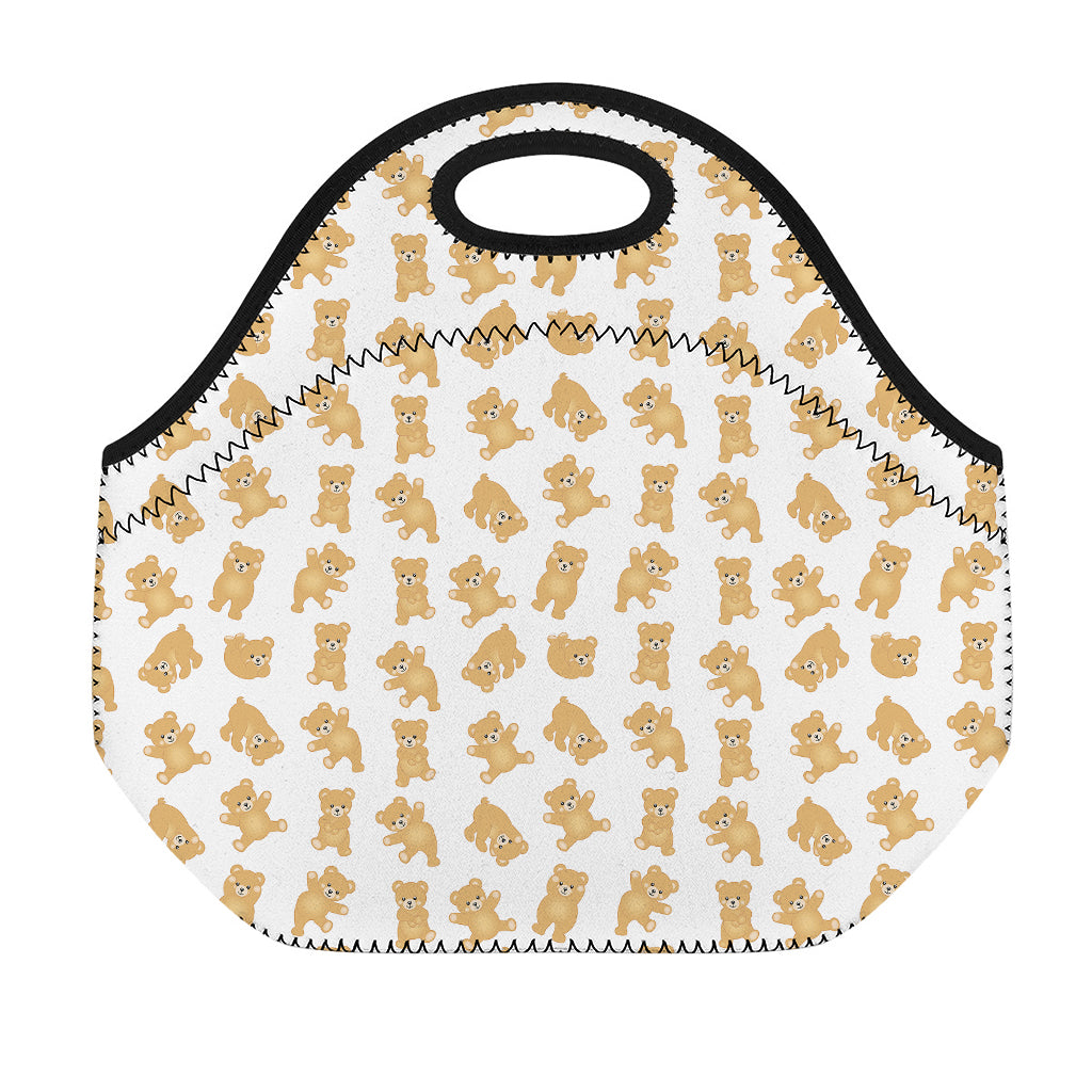 Cartoon Teddy Bear Pattern Print Neoprene Lunch Bag