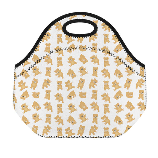 Cartoon Teddy Bear Pattern Print Neoprene Lunch Bag