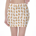 Cartoon Teddy Bear Pattern Print Pencil Mini Skirt