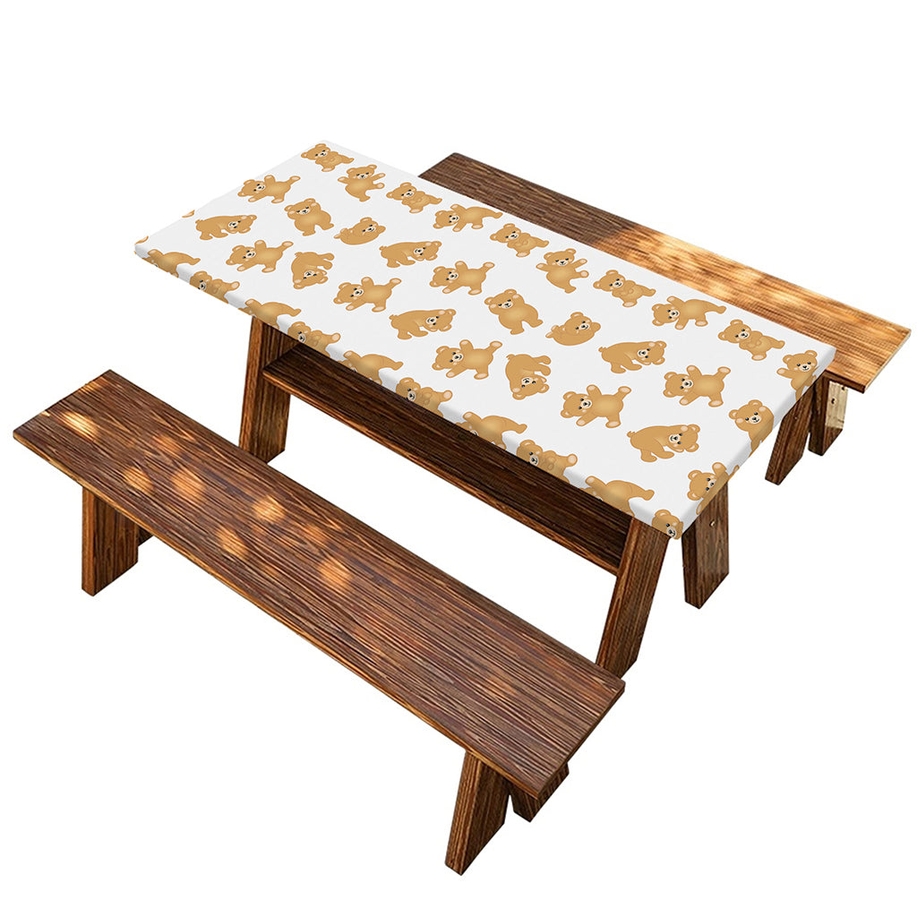 Cartoon Teddy Bear Pattern Print Picnic Table Cover