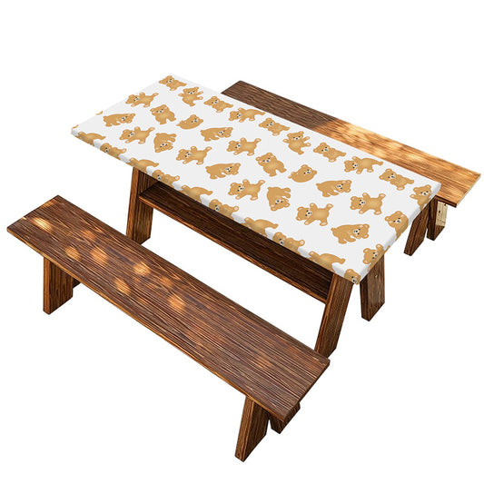 Cartoon Teddy Bear Pattern Print Picnic Table Cover