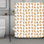 Cartoon Teddy Bear Pattern Print Polyester Shower Curtain