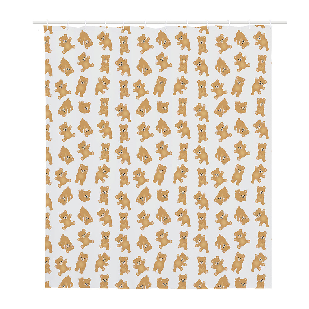 Cartoon Teddy Bear Pattern Print Polyester Shower Curtain