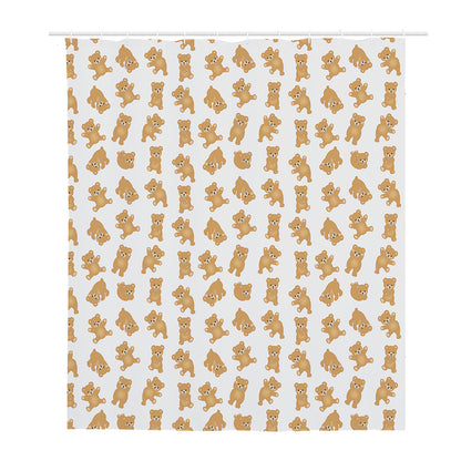 Cartoon Teddy Bear Pattern Print Polyester Shower Curtain