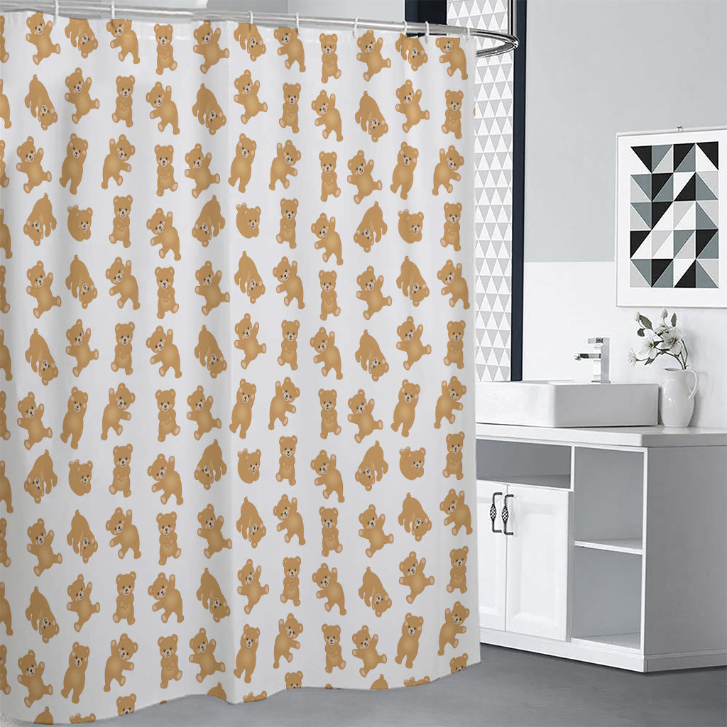 Cartoon Teddy Bear Pattern Print Premium Shower Curtain