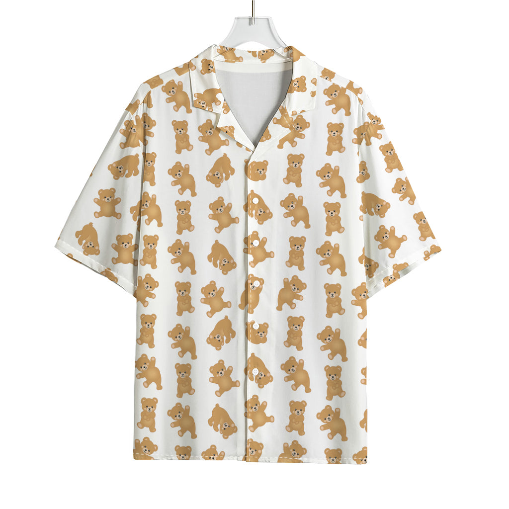 Cartoon Teddy Bear Pattern Print Rayon Hawaiian Shirt