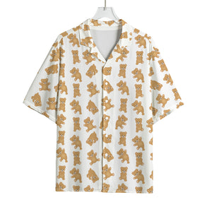 Cartoon Teddy Bear Pattern Print Rayon Hawaiian Shirt