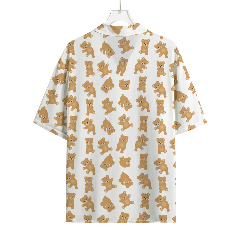 Cartoon Teddy Bear Pattern Print Rayon Hawaiian Shirt