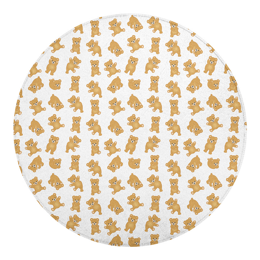 Cartoon Teddy Bear Pattern Print Round Blanket