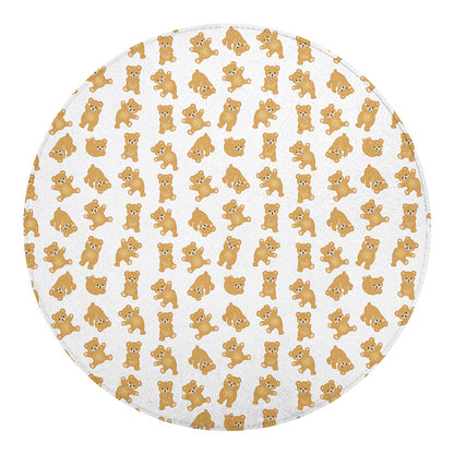 Cartoon Teddy Bear Pattern Print Round Blanket