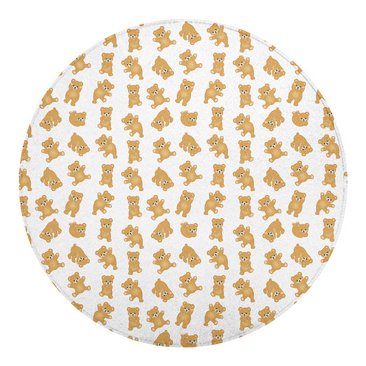 Cartoon Teddy Bear Pattern Print Round Blanket