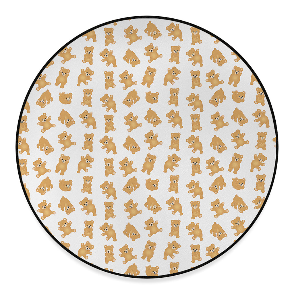 Cartoon Teddy Bear Pattern Print Round Floor Mat
