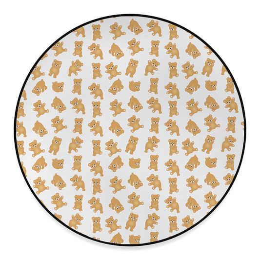 Cartoon Teddy Bear Pattern Print Round Floor Mat