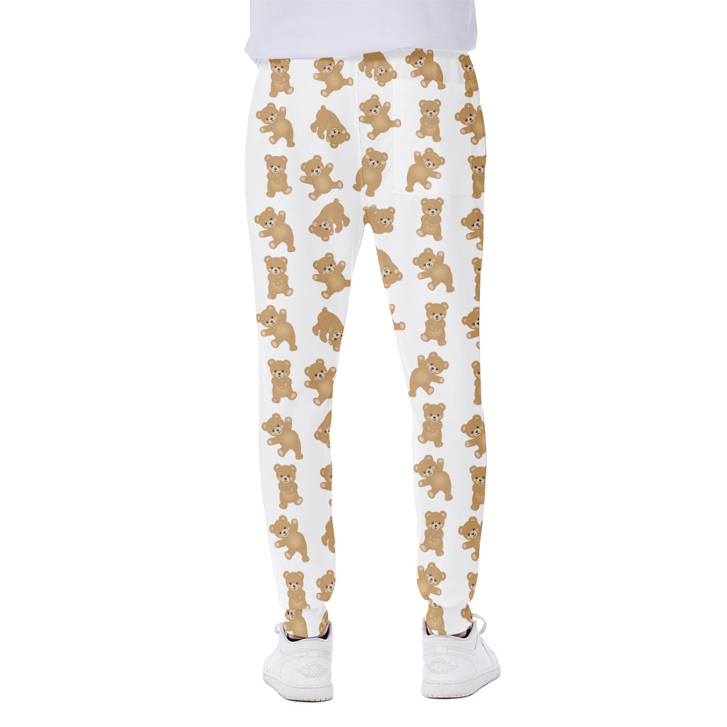 Cartoon Teddy Bear Pattern Print Scuba Joggers