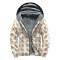 Cartoon Teddy Bear Pattern Print Sherpa Lined Zip Up Hoodie