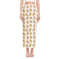 Cartoon Teddy Bear Pattern Print Side Slit Maxi Skirt