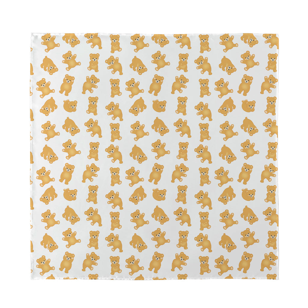 Cartoon Teddy Bear Pattern Print Silk Bandana