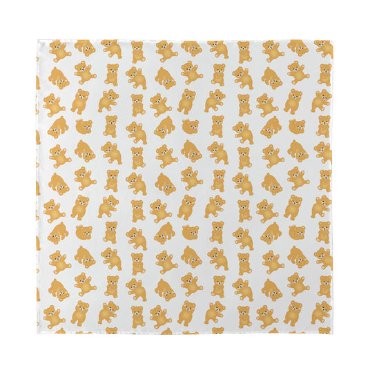 Cartoon Teddy Bear Pattern Print Silk Bandana