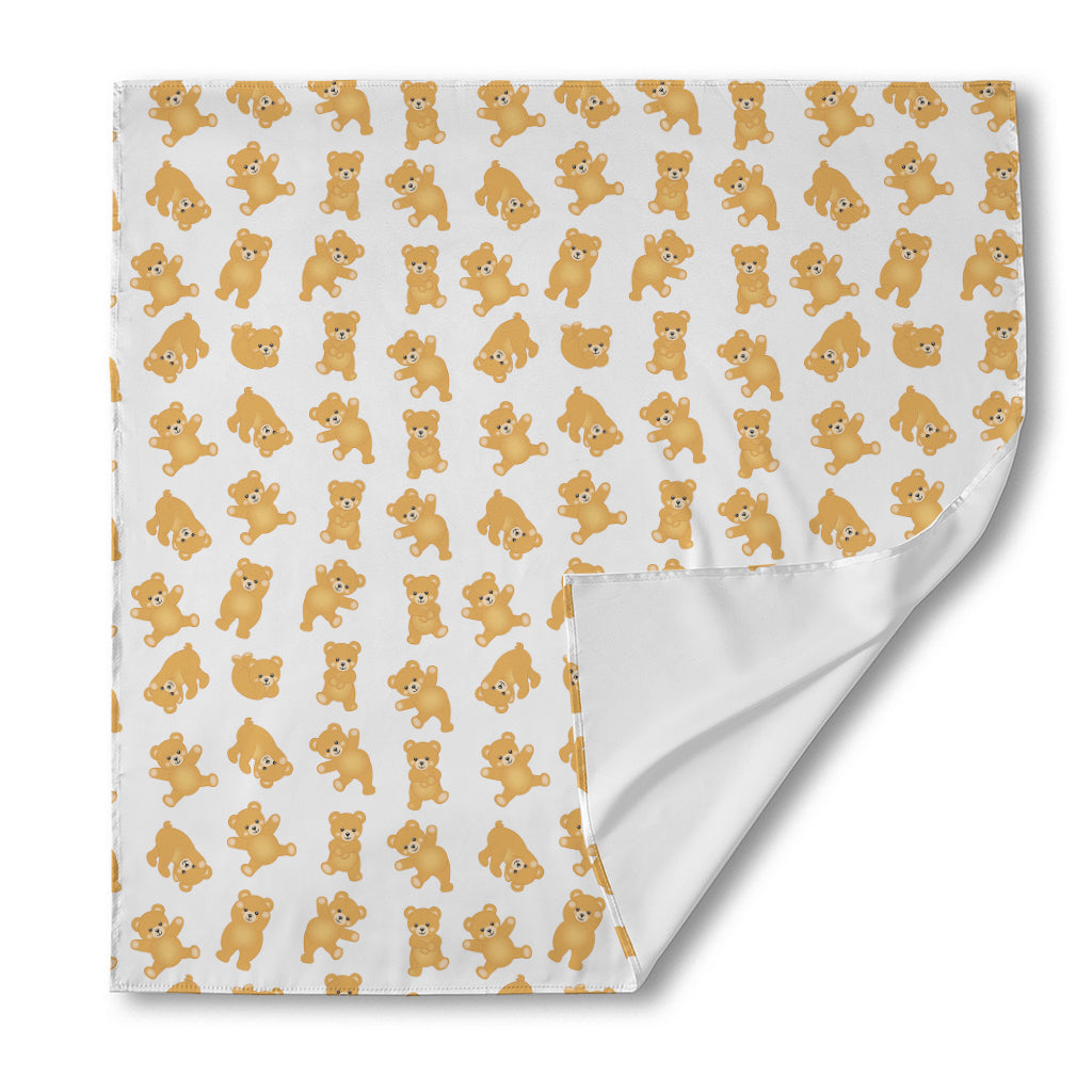 Cartoon Teddy Bear Pattern Print Silk Bandana