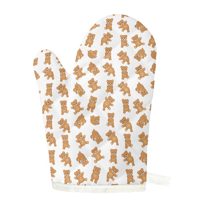 Cartoon Teddy Bear Pattern Print Single Oven Mitt