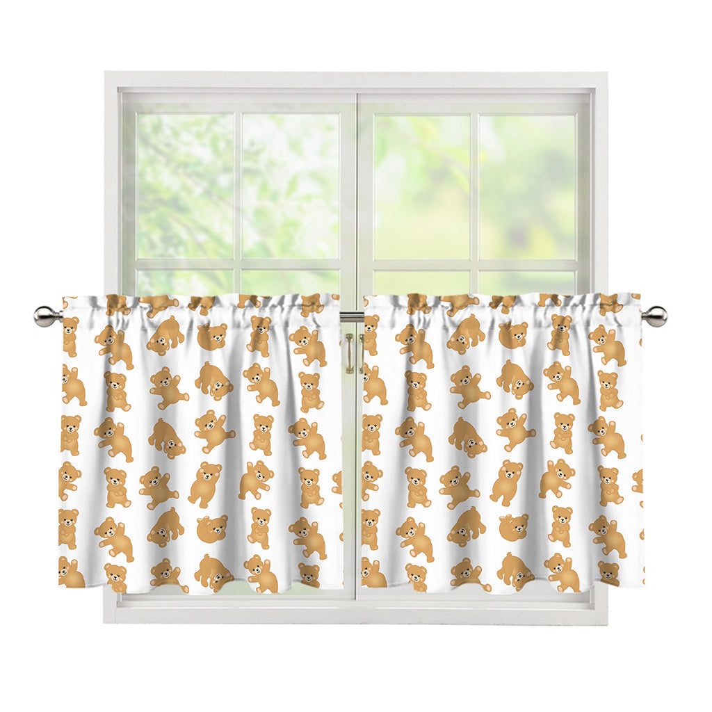 Cartoon Teddy Bear Pattern Print Tier Curtains