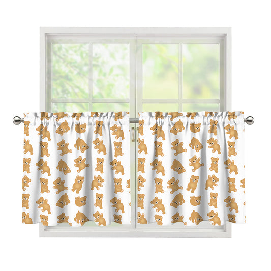 Cartoon Teddy Bear Pattern Print Tier Curtains
