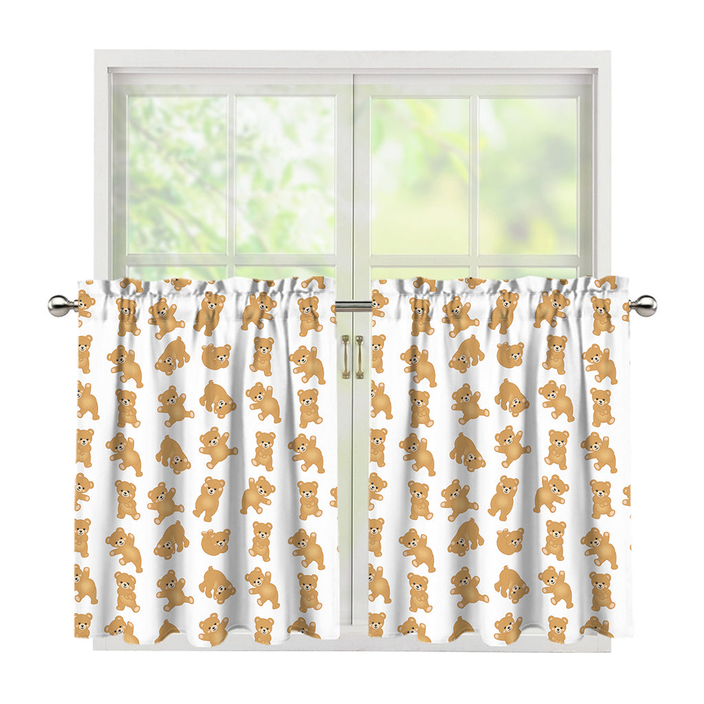 Cartoon Teddy Bear Pattern Print Tier Curtains