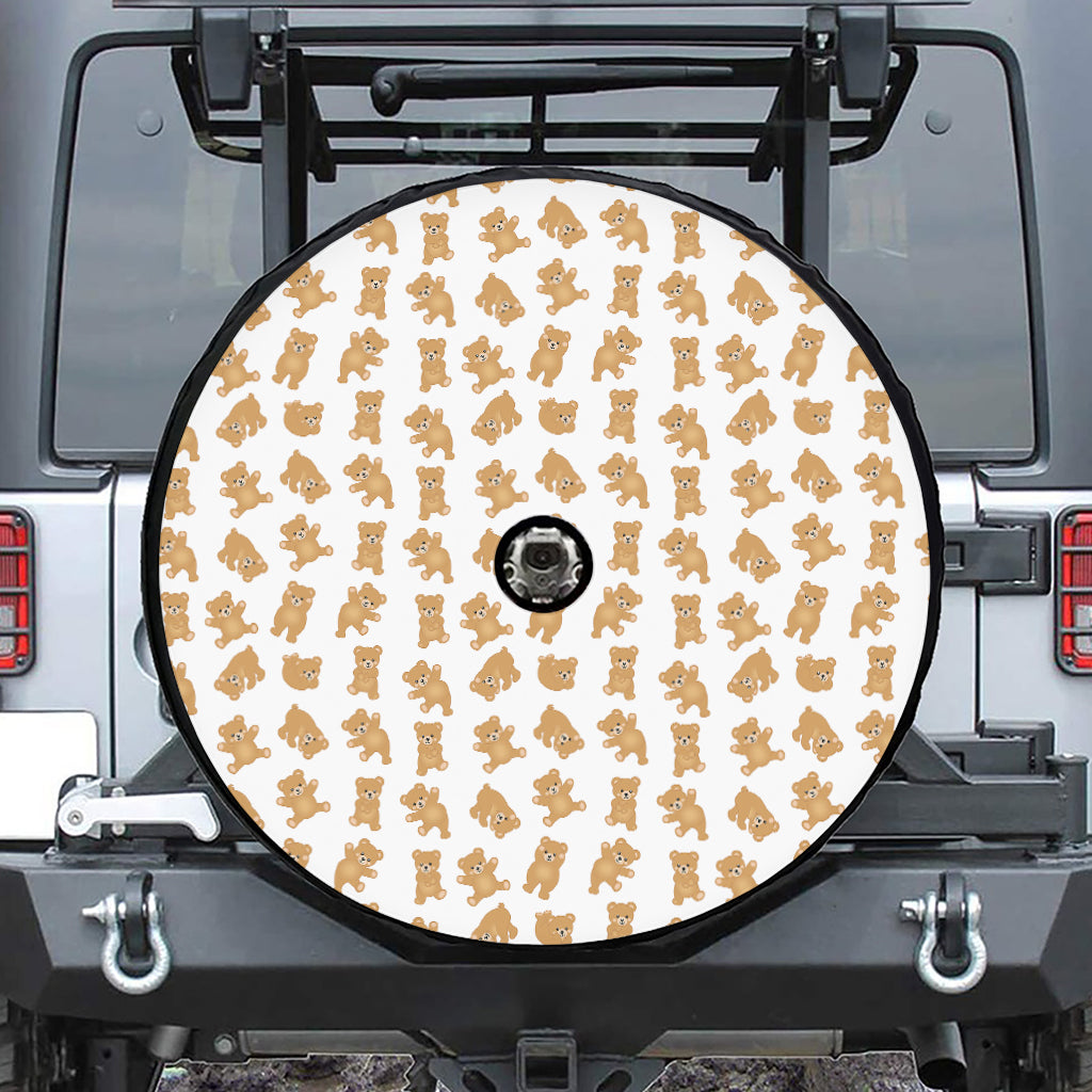 Cartoon Teddy Bear Pattern Print Tire Cover With Camera Hole