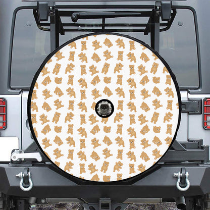 Cartoon Teddy Bear Pattern Print Tire Cover With Camera Hole