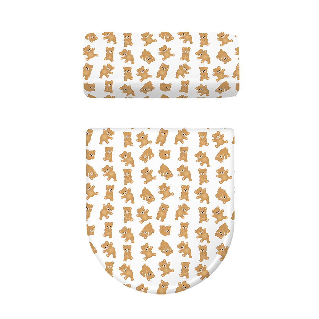 Cartoon Teddy Bear Pattern Print Toilet Lid And Tank Cover Set