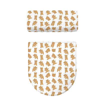 Cartoon Teddy Bear Pattern Print Toilet Lid And Tank Cover Set