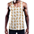 Cartoon Teddy Bear Pattern Print Men's Workout Tank Top