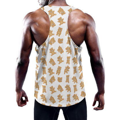 Cartoon Teddy Bear Pattern Print Training Tank Top