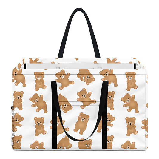 Cartoon Teddy Bear Pattern Print Utility Tote Bag
