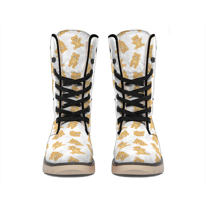 Cartoon Teddy Bear Pattern Print Winter Boots
