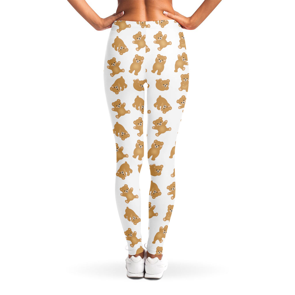 Cartoon Teddy Bear Pattern Print Women's Leggings