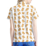 Cartoon Teddy Bear Pattern Print Women's Polo Shirt