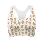 Cartoon Teddy Bear Pattern Print Women's Sports Bra