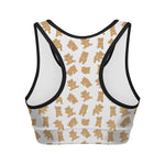 Cartoon Teddy Bear Pattern Print Women's Sports Bra