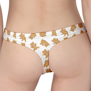 Cartoon Teddy Bear Pattern Print Women's Thong