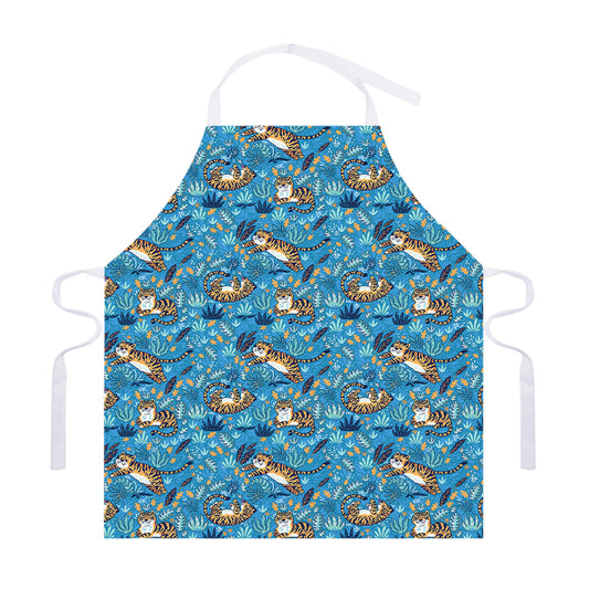Cartoon Tiger Pattern Print Adjustable Apron