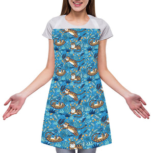 Cartoon Tiger Pattern Print Adjustable Apron