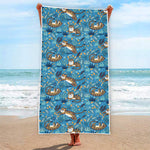 Cartoon Tiger Pattern Print Beach Towel