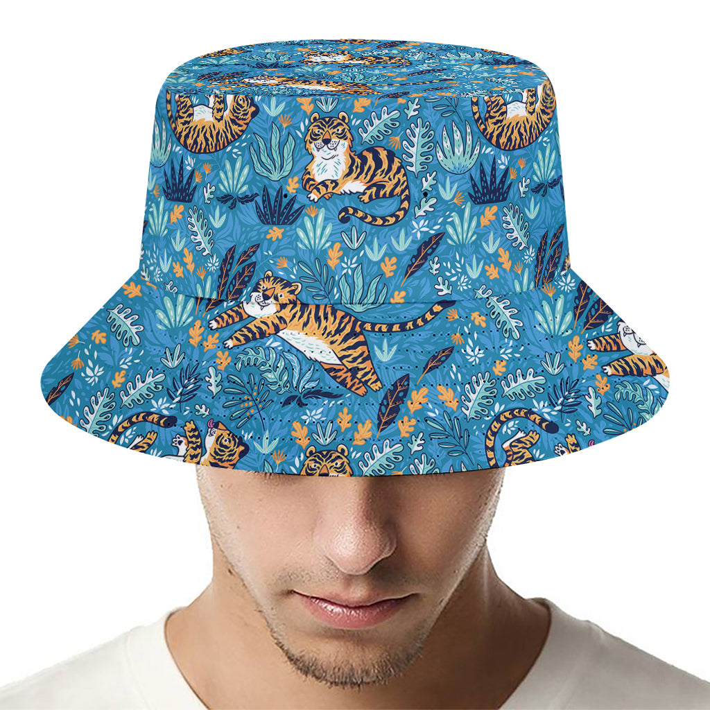 Cartoon Tiger Pattern Print Bucket Hat