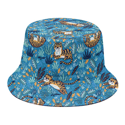 Cartoon Tiger Pattern Print Bucket Hat