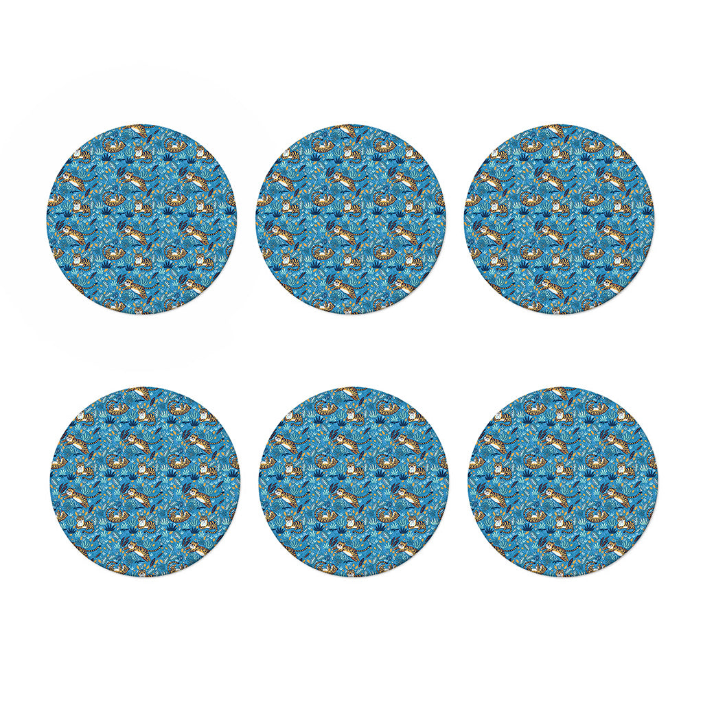 Cartoon Tiger Pattern Print Coaster Set