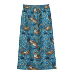 Cartoon Tiger Pattern Print Cotton Front Slit Maxi Skirt