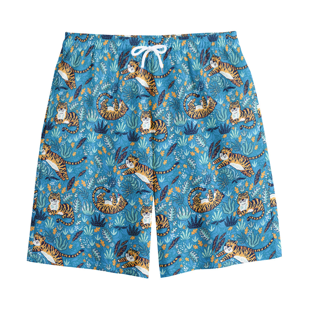 Cartoon Tiger Pattern Print Cotton Shorts
